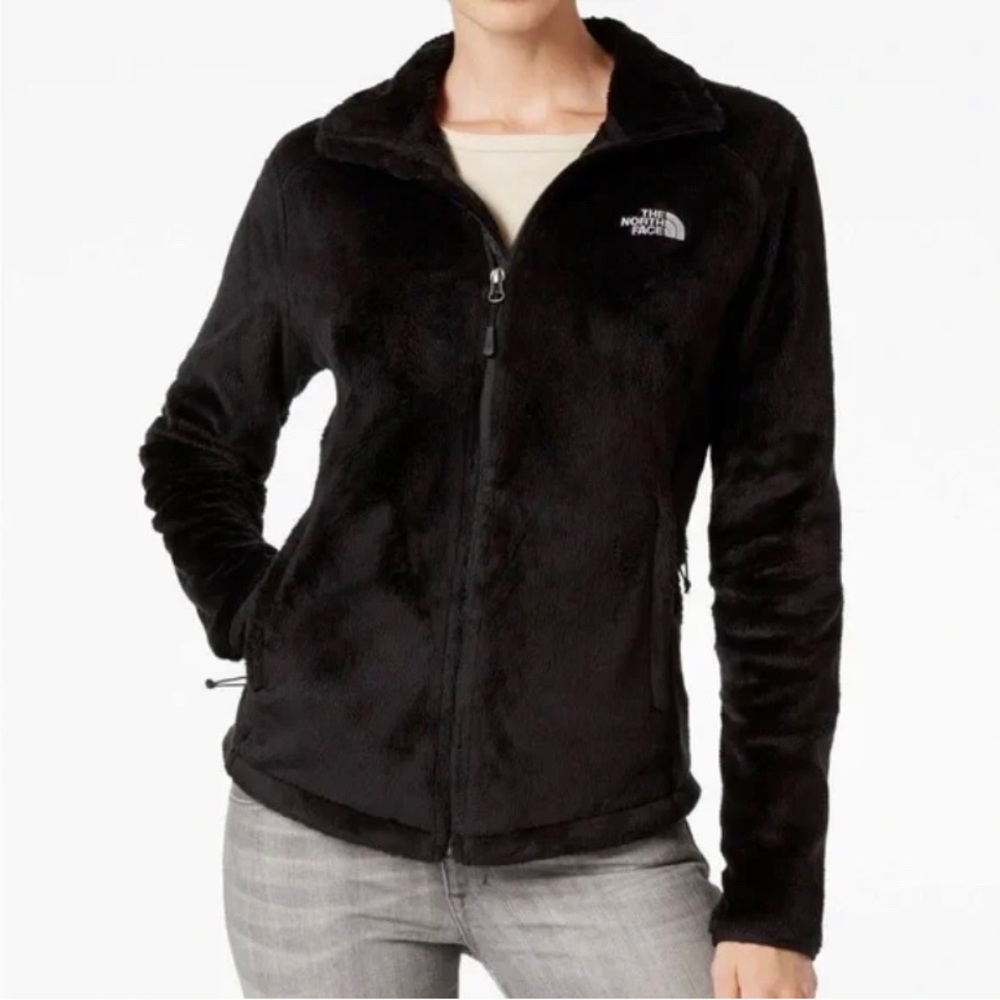Womens North Face Osito Fleece Jacket Black White Logo XS